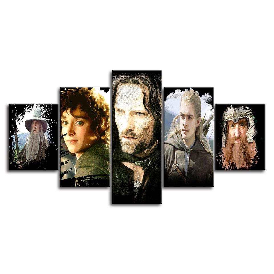 Lord Of The Rings 5 Piece HD Multi Panel Canvas Wall Art Frame-Original Frame