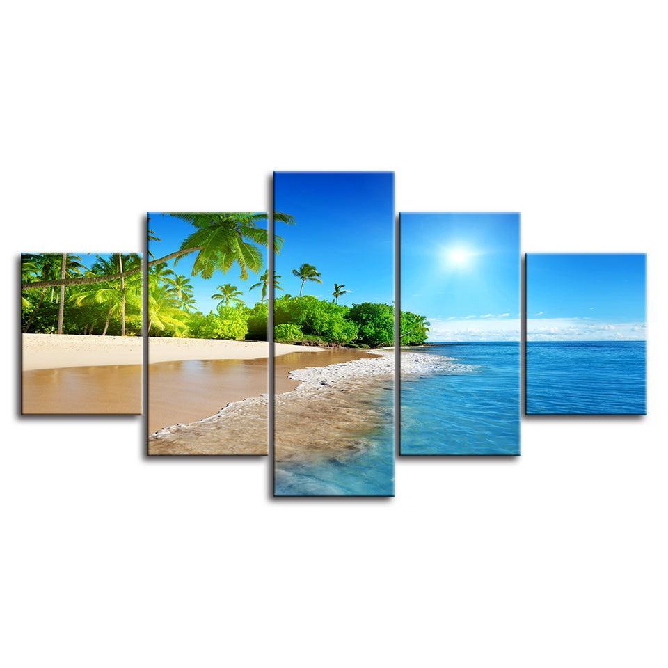 Sunny Beach HD Multi Panel Canvas Wall Art Frame-Original Frame