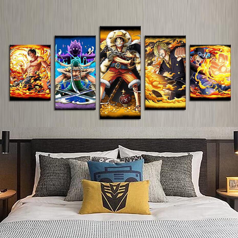 One Piece Manga 5 Piece HD Multi Panel Canvas Wall Art Frame-Original Frame