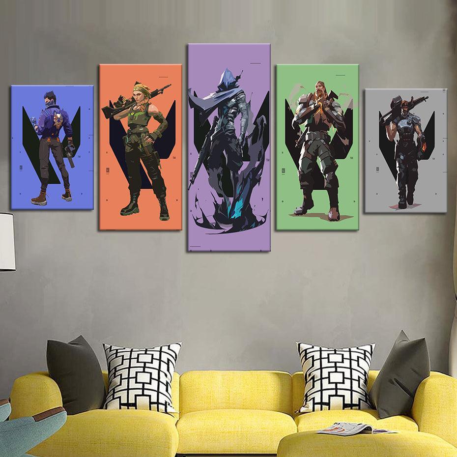 Valorant 5 Piece HD Multi Panel Canvas Wall Art Frame-Original Frame