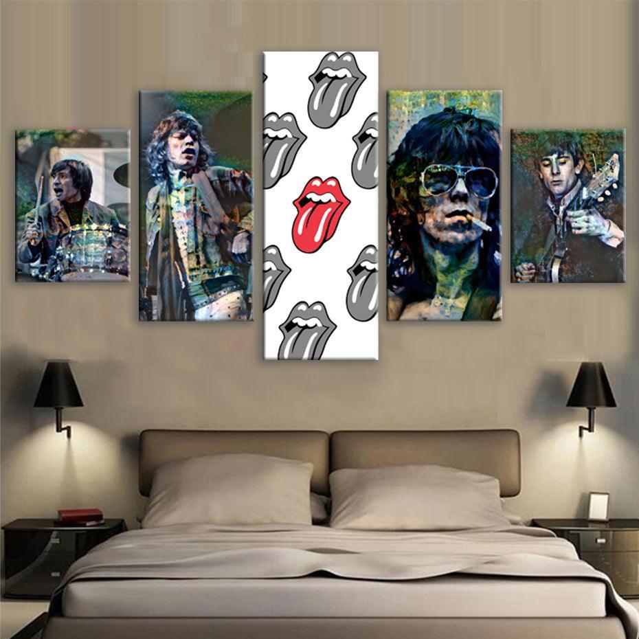Rolling Stones 5 Piece HD Multi Panel Canvas Wall Art Frame-Original Frame