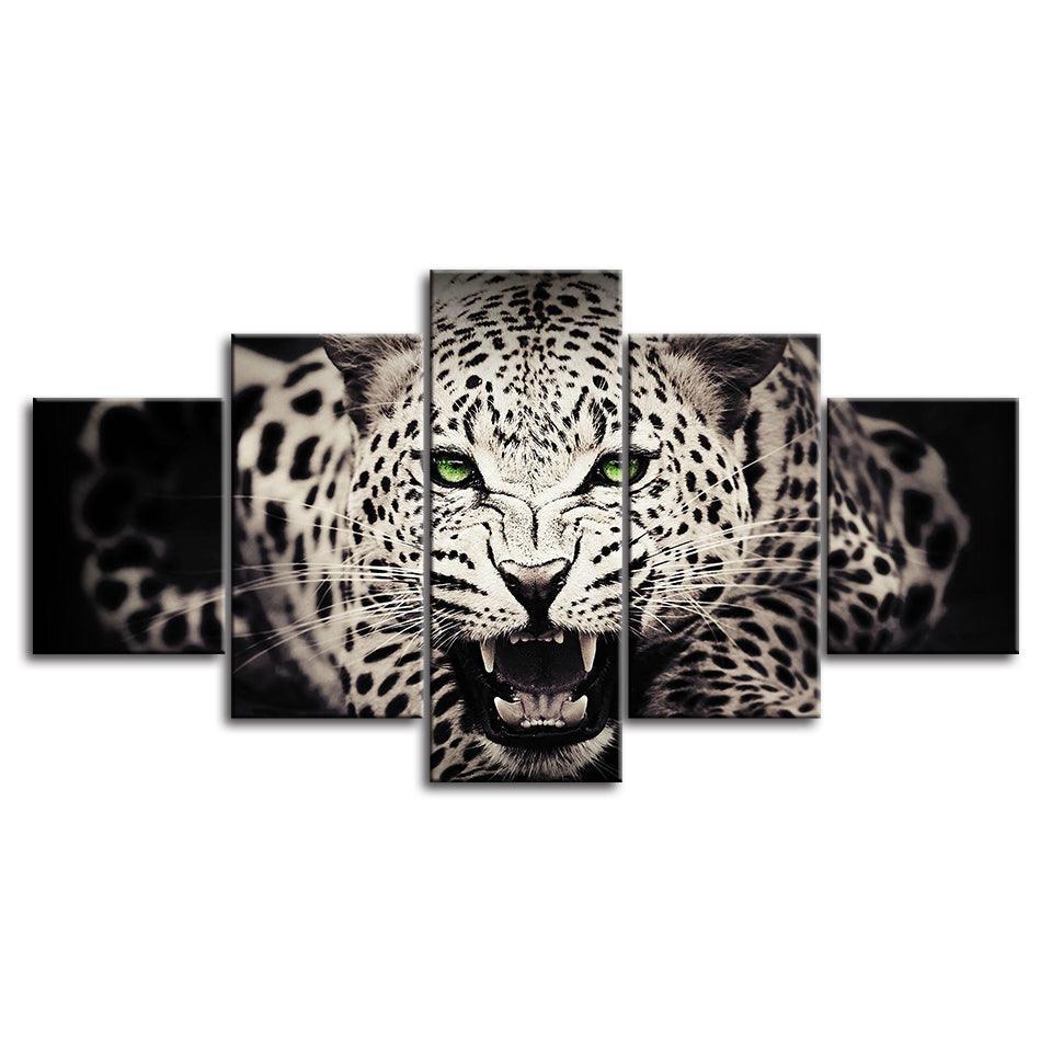 Wild Feline 5 Piece HD Panel Canvas Wall Art Frame-Original Frame