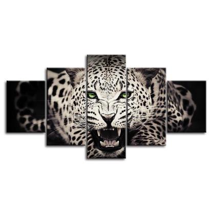 Wild Feline 5 Piece HD Panel Canvas Wall Art Frame-Original Frame