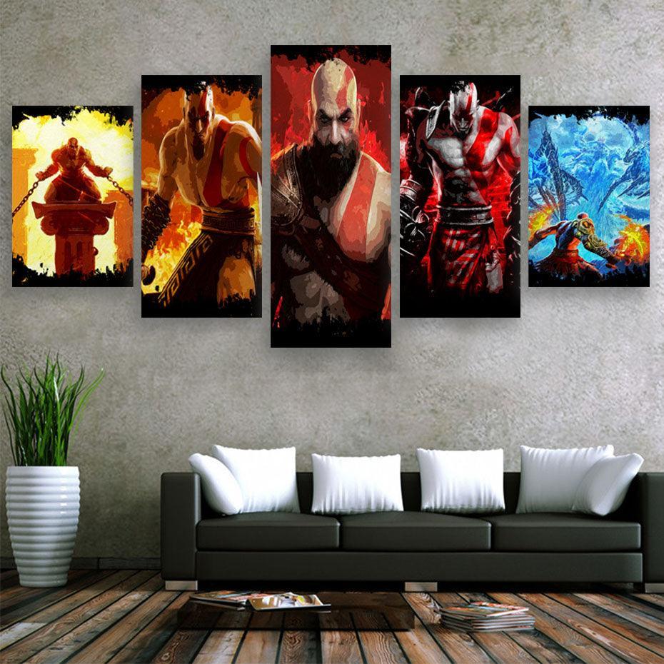 God Of Wars 5 Piece HD Multi Panel Canvas Wall Art Frame-Original Frame