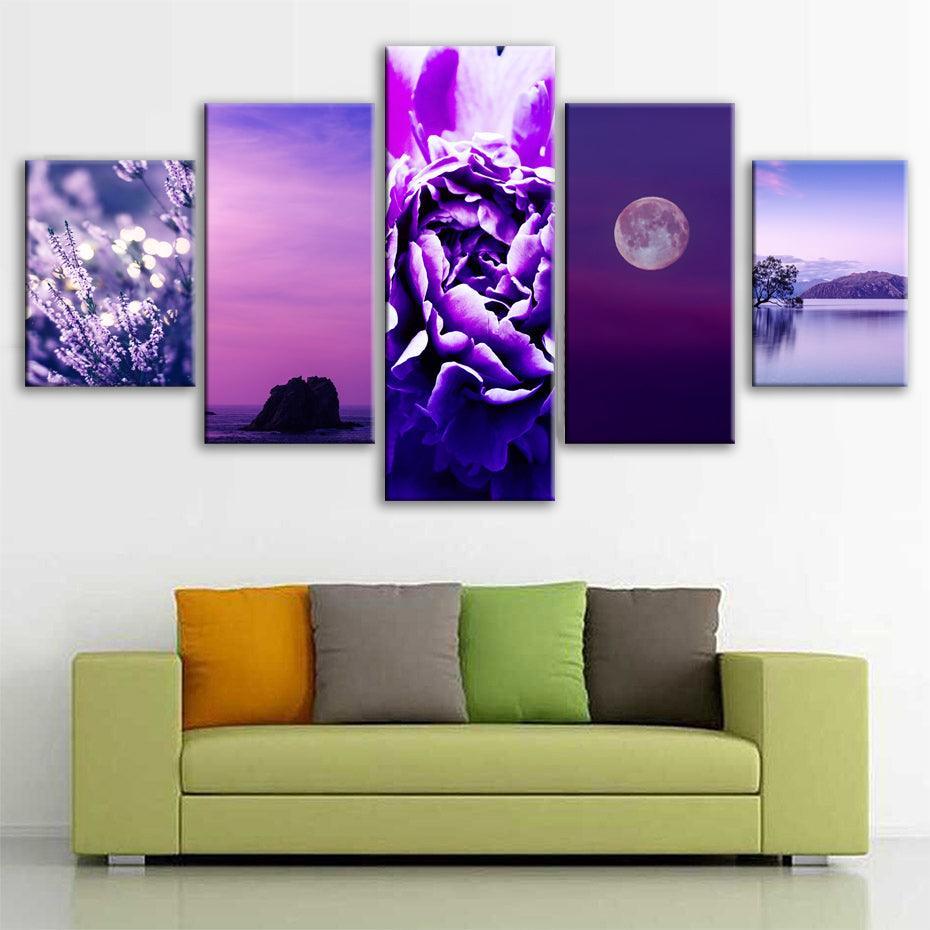 Very Peri Color 5 Piece HD Multi Panel Canvas Wall Art Frame-Original Frame