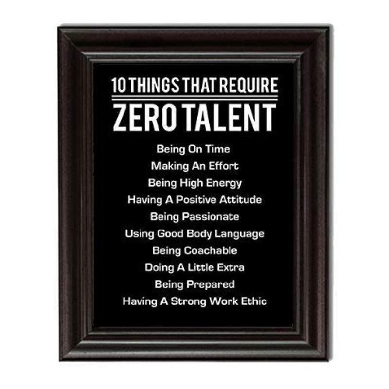 10 Things That Require Zero Talent - Motivational Wall Art Poster-Original Frame