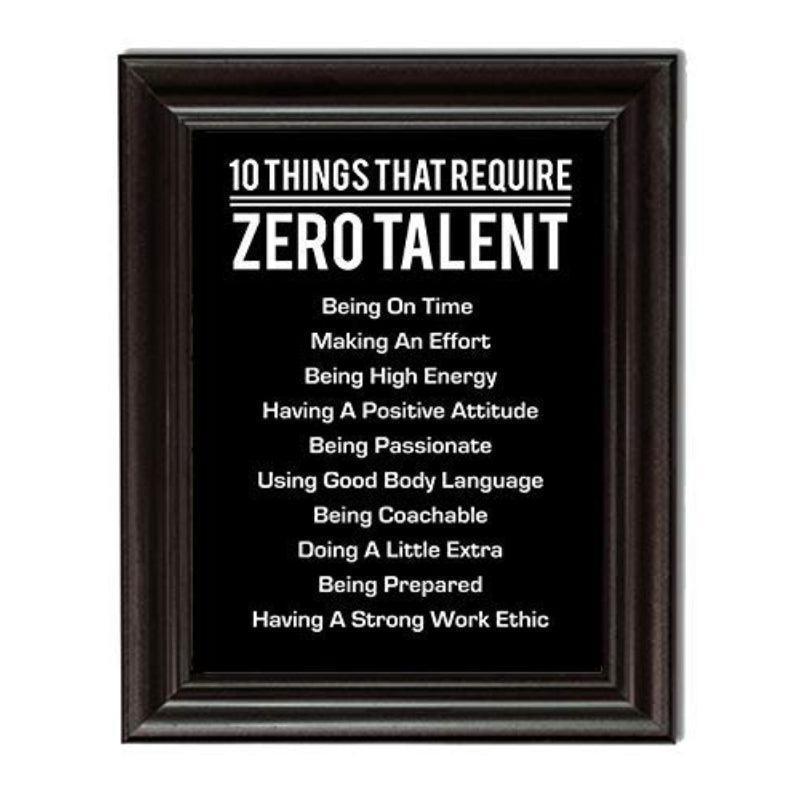 10 Things That Require Zero Talent - Motivational Wall Art Poster-Original Frame