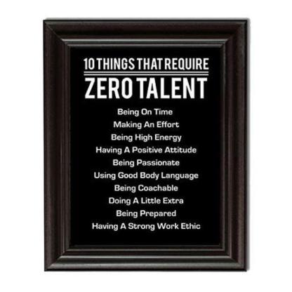 10 Things That Require Zero Talent - Motivational Wall Art Poster-Original Frame