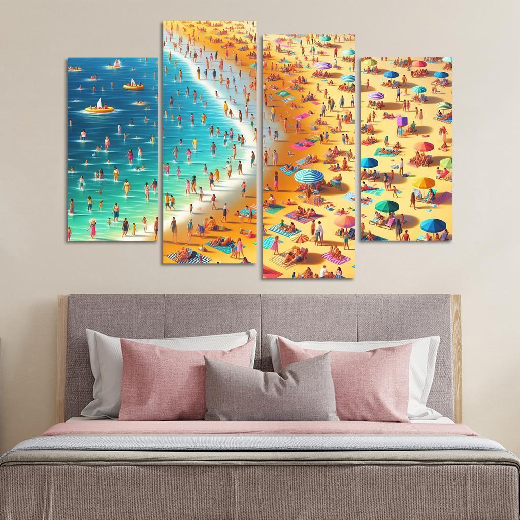 Sunny Shores Golden Beach Haven Abstract Paintings Frame