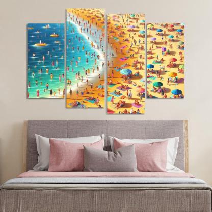 Sunny Shores Golden Beach Haven Abstract Paintings Frame