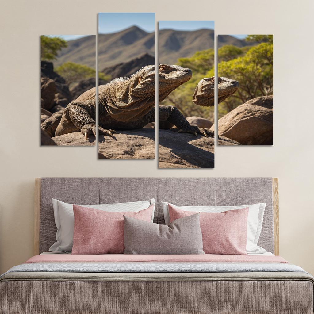 The Mysterious Komodo Dragon On An Island Trail Framed Paintings