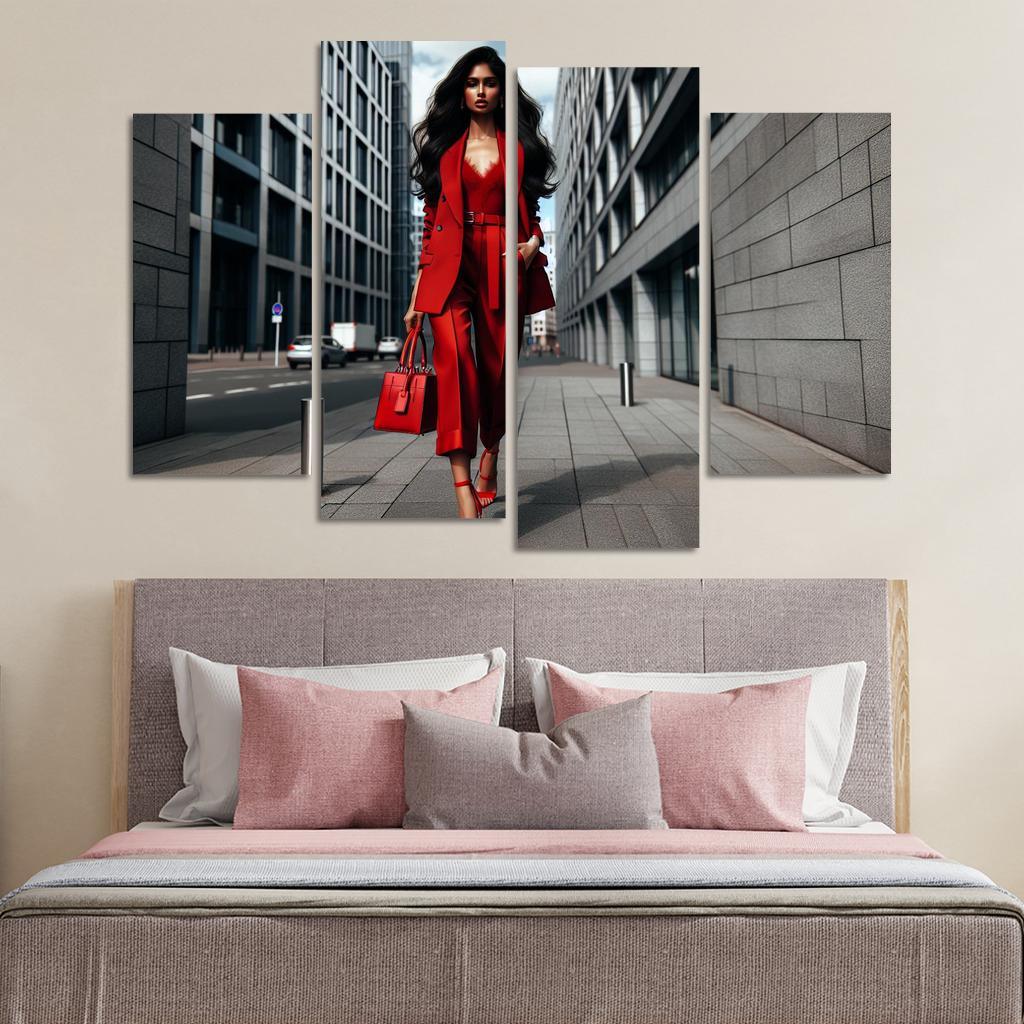 Bold Monochrome One-Color Outfits 4 Piece HD Canvas Wall Art-Original Frame