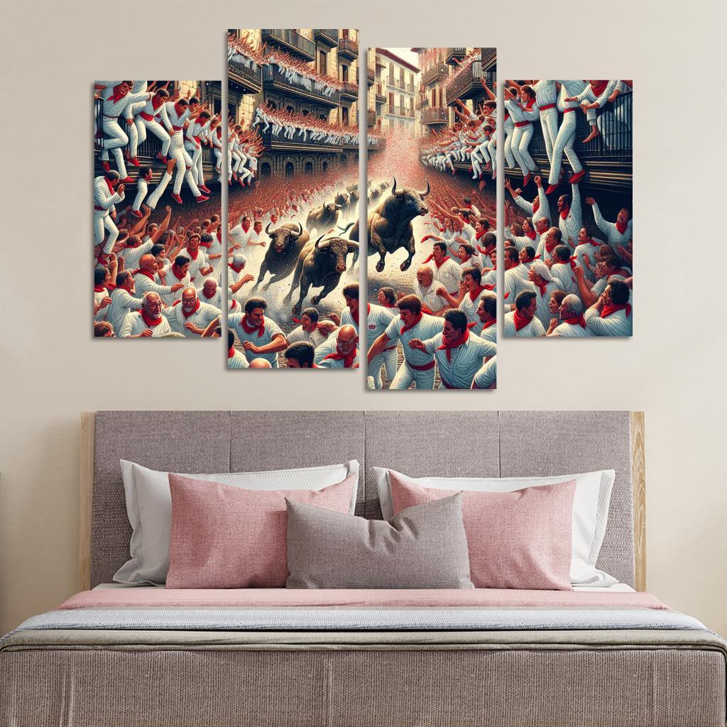 San Fermin Festival - Pamplona Spain Canvas Paintings Frame