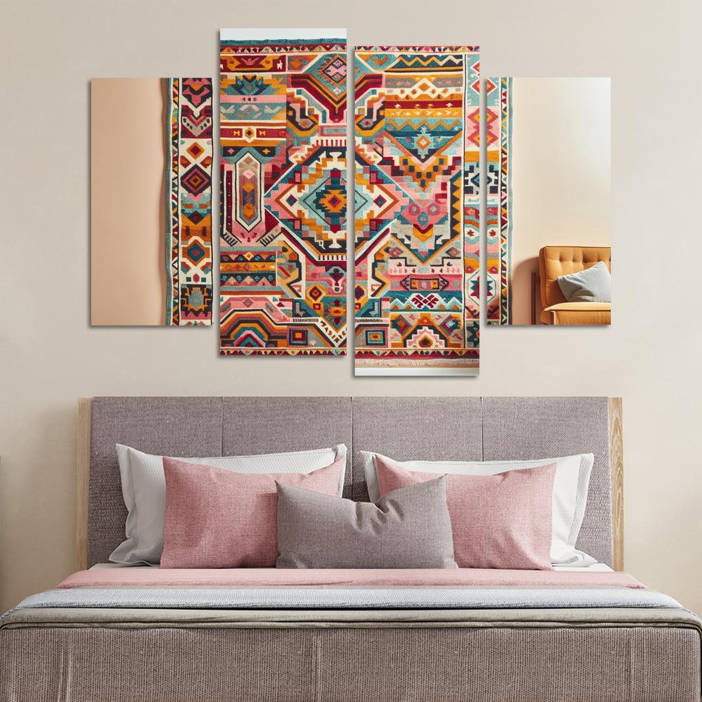 Bespoke Kilim Area Rug 4 Piece HD Canvas Wall Art-Original Frame
