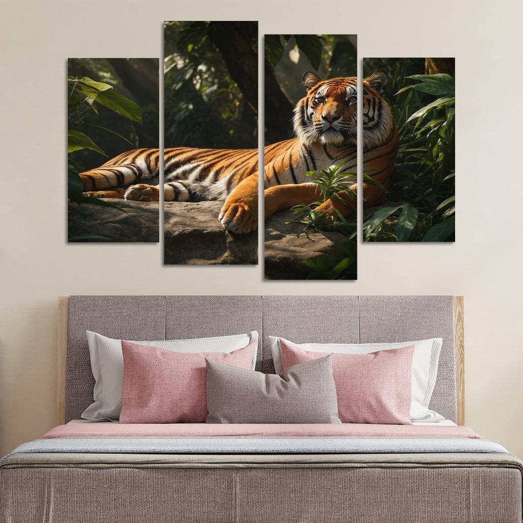 The Regal Bengal Tiger In The Jungle Canvas Paintings Frame