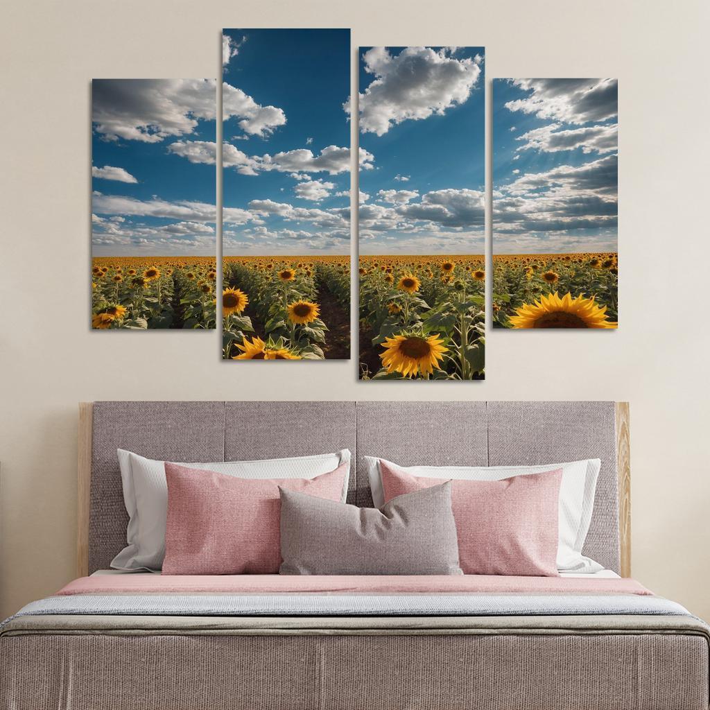 The Radiant Fields Of Golden Sunflowers Oil Paintings Frame
