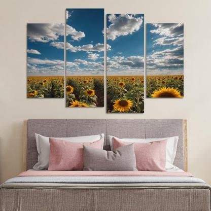 The Radiant Fields Of Golden Sunflowers Oil Paintings Frame