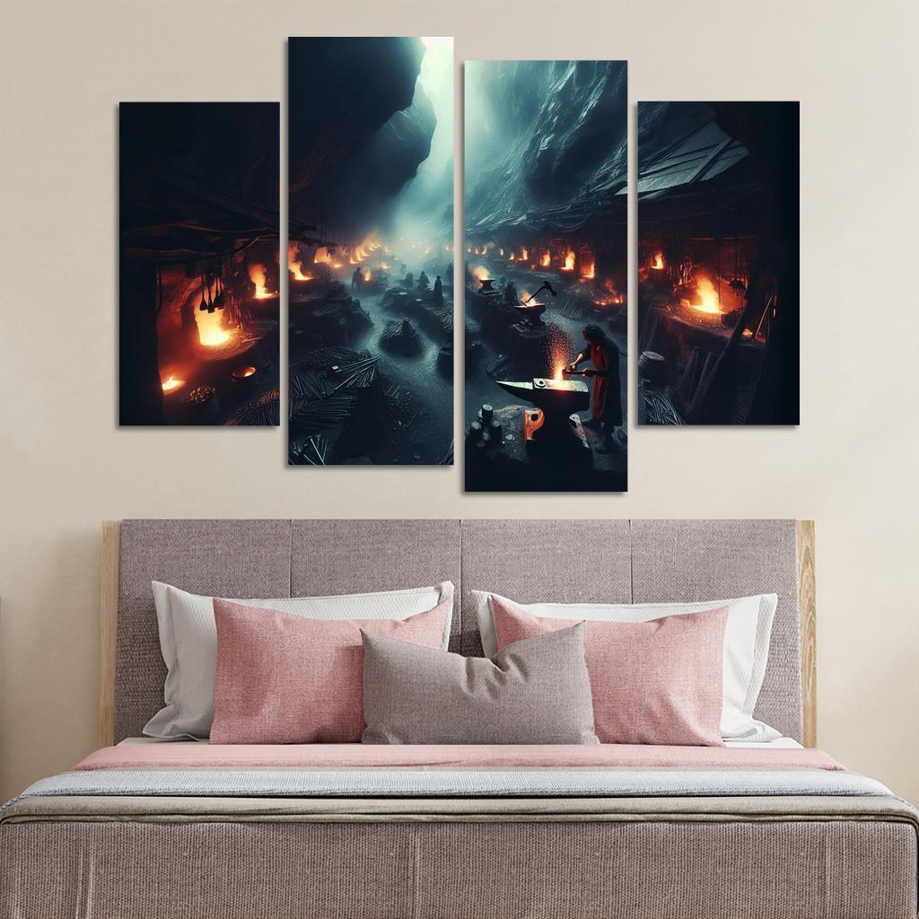 The Shadow Forge 4 Piece HD Canvas Wall Art-Original Frame