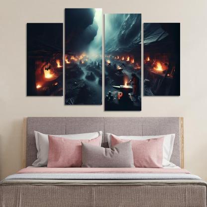 The Shadow Forge 4 Piece HD Canvas Wall Art-Original Frame