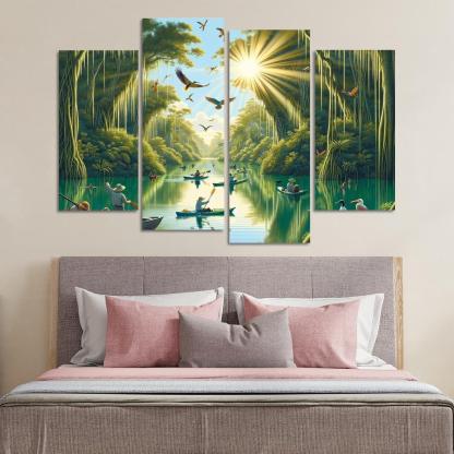 Mystic Waters Lagoon Adventure Abstract Paintings Frame
