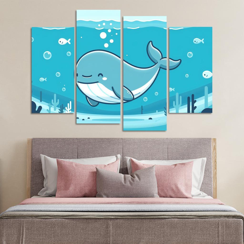 Friendly Whale Modern Paintings Frame