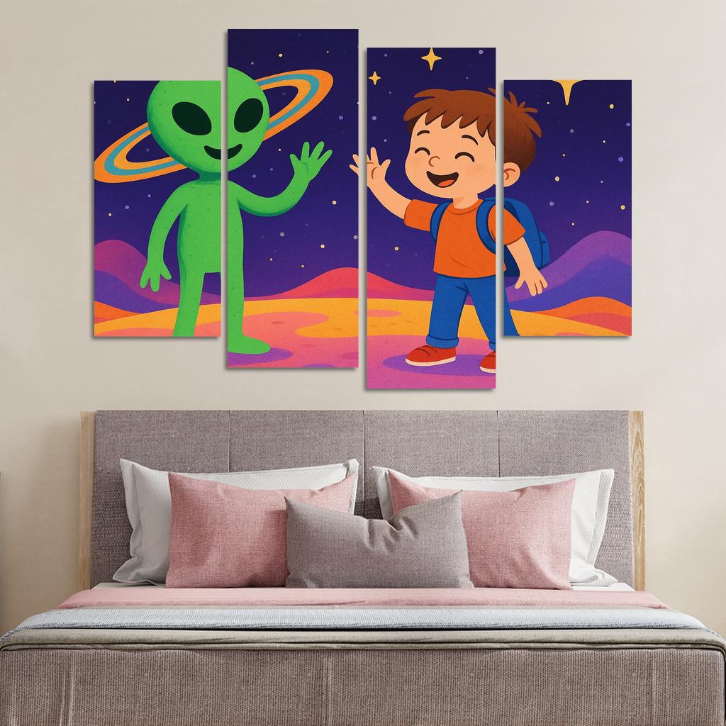 Alien Encounter - Outer Space Adventure Framed Paintings