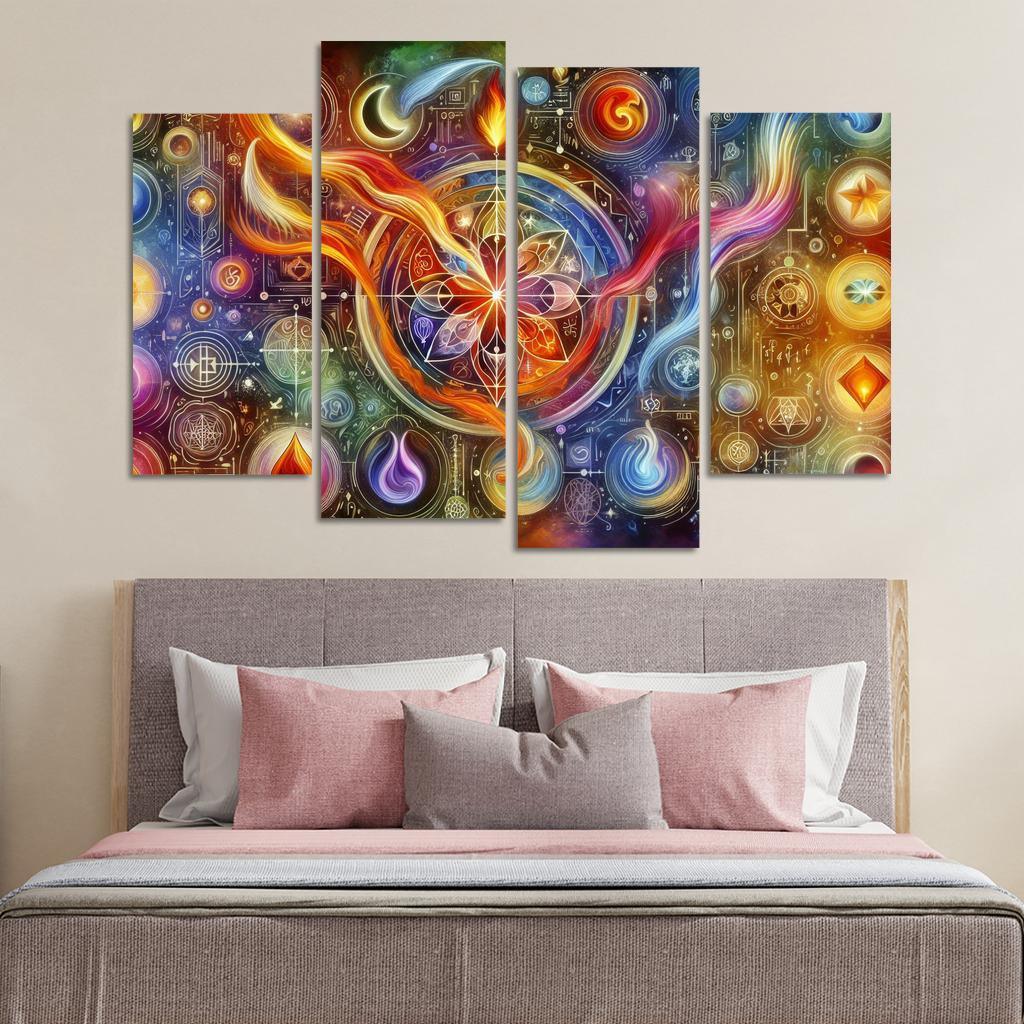 The Alchemy of Emotions 4 Piece HD Canvas Wall Art-Original Frame