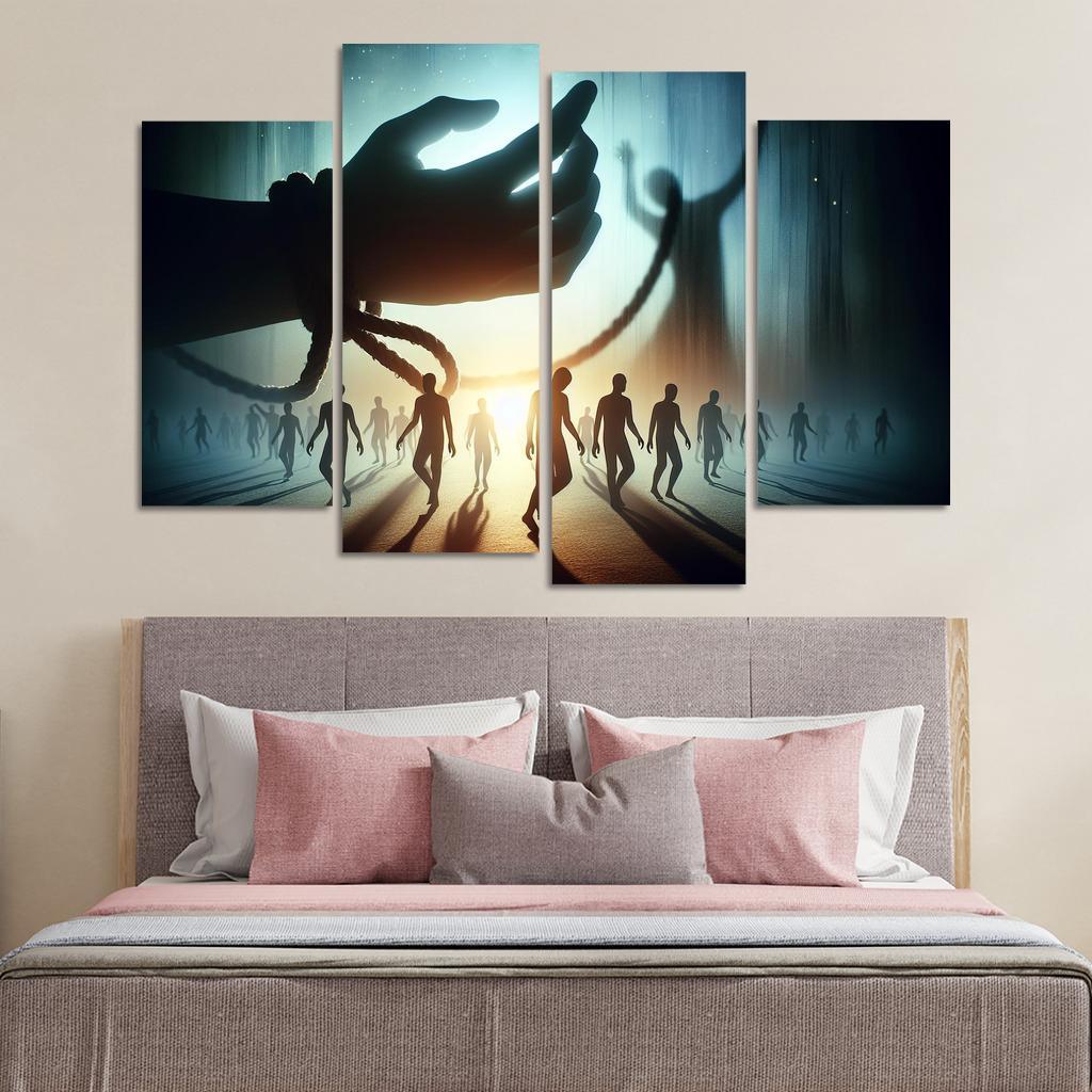 Invisible Threads Art on Human Trafficking Awareness 4 Piece HD Canvas Wall Art-Original Frame