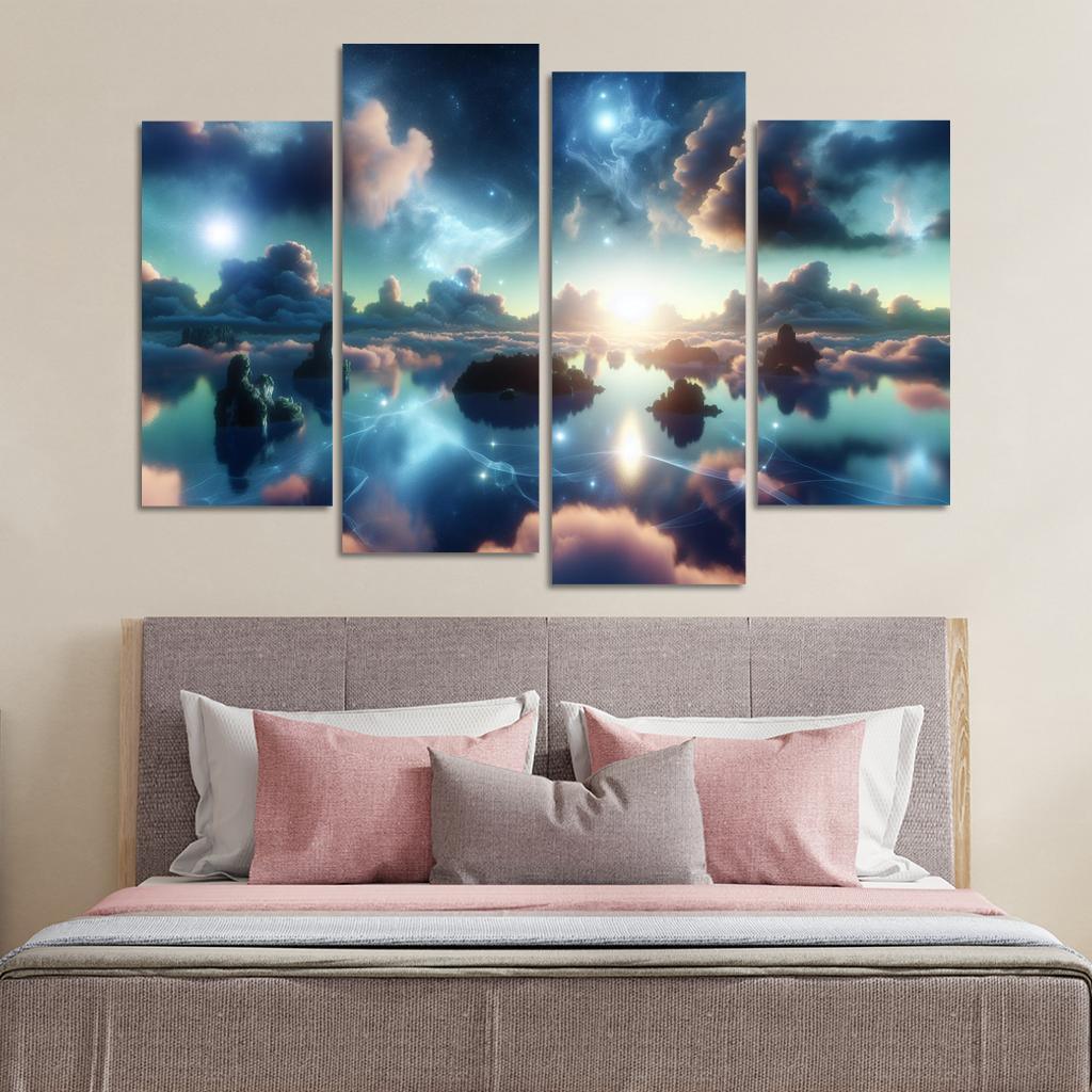 The Dreamweaver's Sanctuary 4 Piece HD Canvas Wall Art-Original Frame