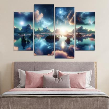 The Dreamweaver's Sanctuary 4 Piece HD Canvas Wall Art-Original Frame