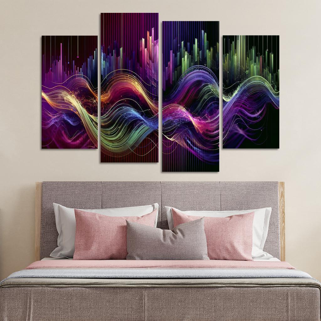 Musical Echoes Harmony 4 Piece HD Canvas Wall Art-Original Frame