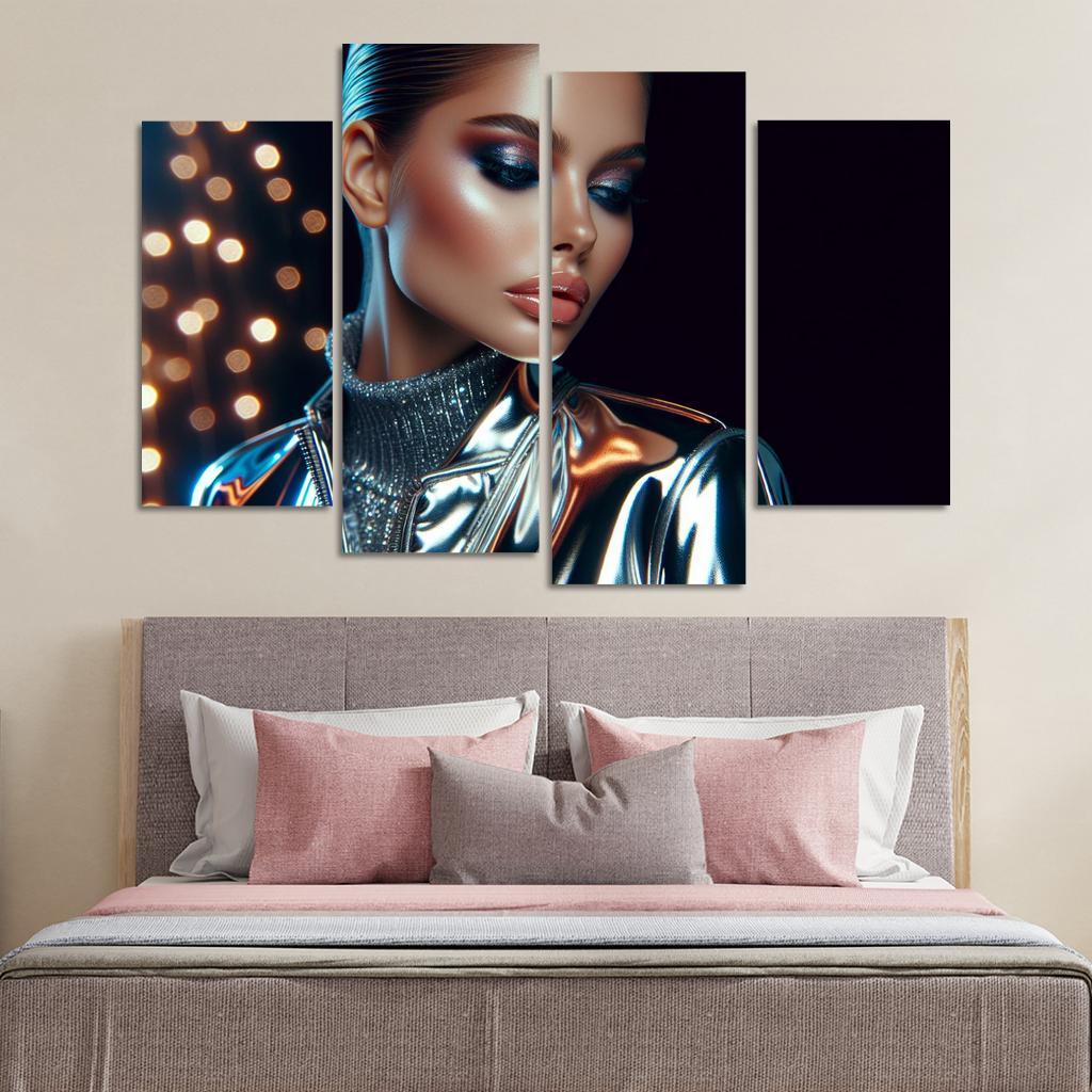 Reflective Surfaces Metallic And Glossy Textures Multi-panel Paintings