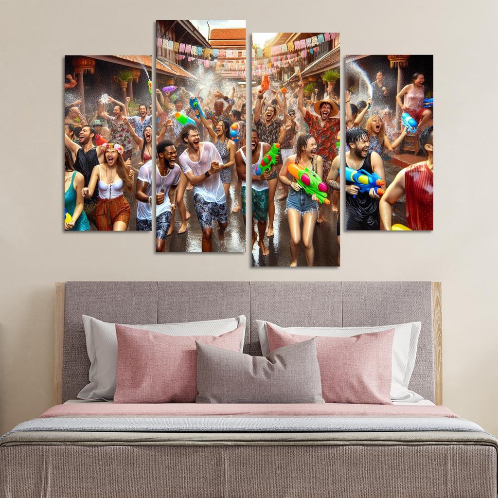 Songkran Festival - Thailand Framed Paintings