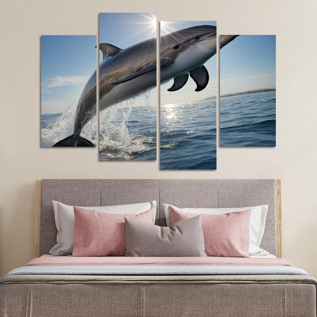 The Playful Bottlenose Dolphin In Coastal Waters Canvas Paintings Frame