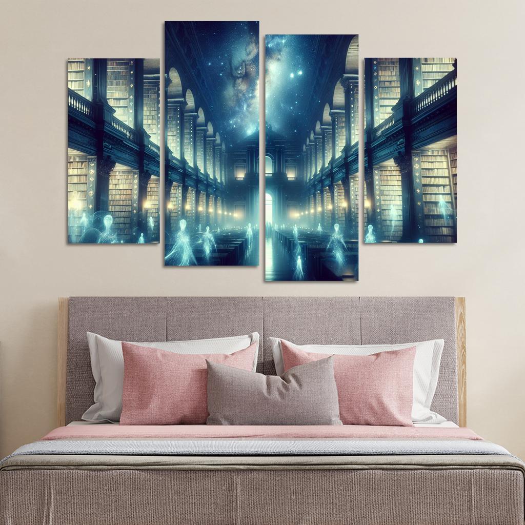 The Cosmic Library 4 Piece HD Canvas Wall Art-Original Frame