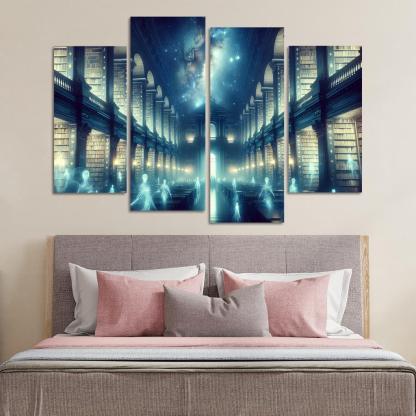 The Cosmic Library 4 Piece HD Canvas Wall Art-Original Frame