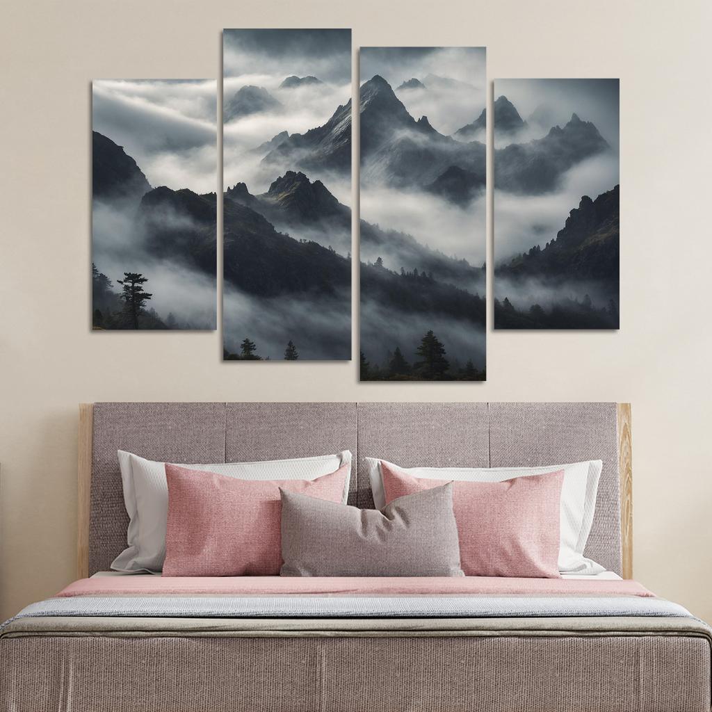 The Majestic Peaks Of Misty Mountain Range Art Trends