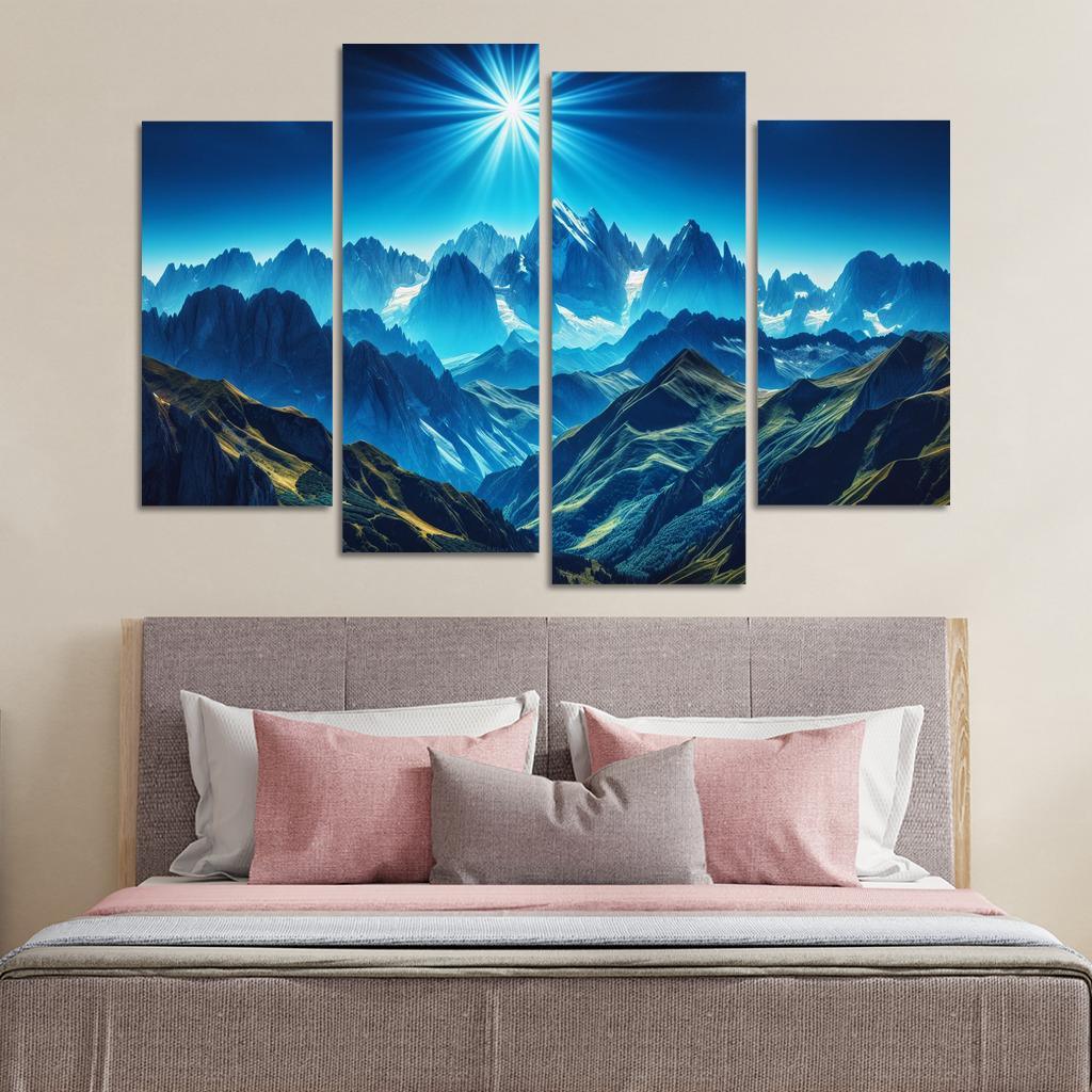 The Majestic Peaks Of Azure Mountain Range Custom Paintings Frame