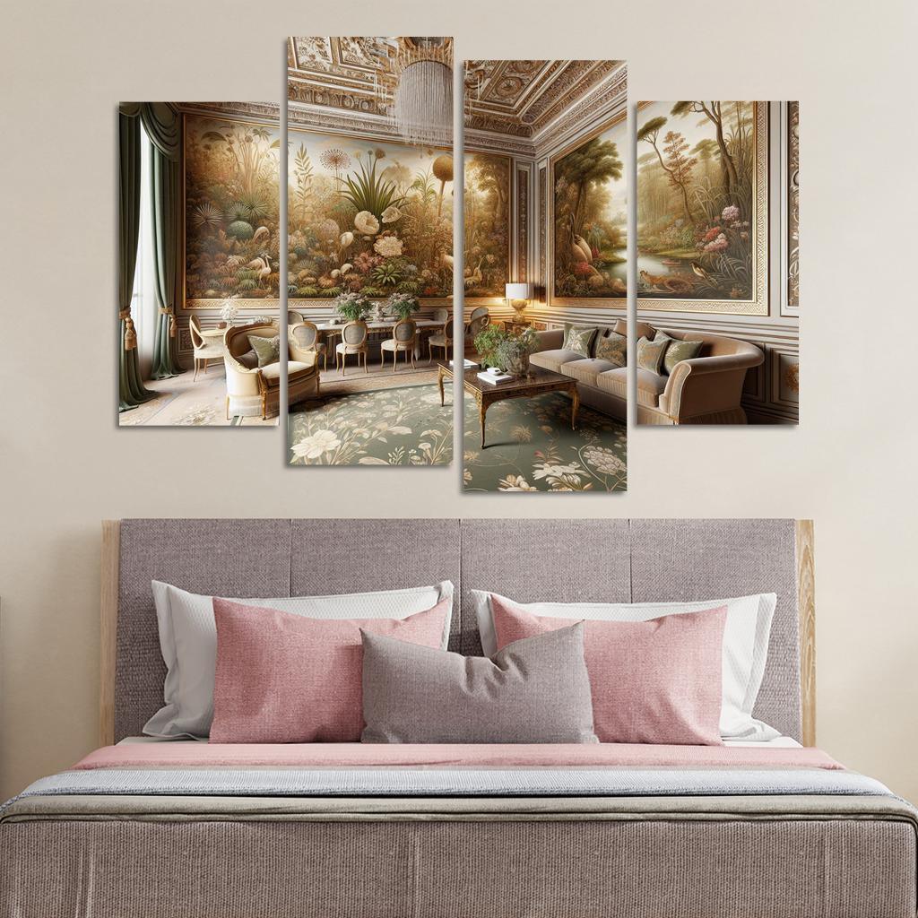 Vintage-Style Framed Botanical Prints 4 Piece HD Canvas Wall Art-Original Frame