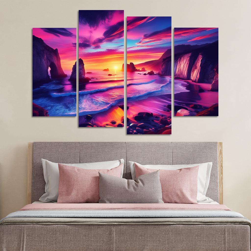 Crescent Bay Sunset Retreat Abstract Paintings Frame
