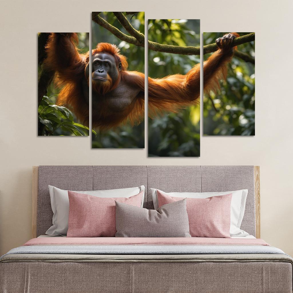 The Striking Bornean Orangutan The Gentle Giant Of The Jungle Modern Paintings Frame