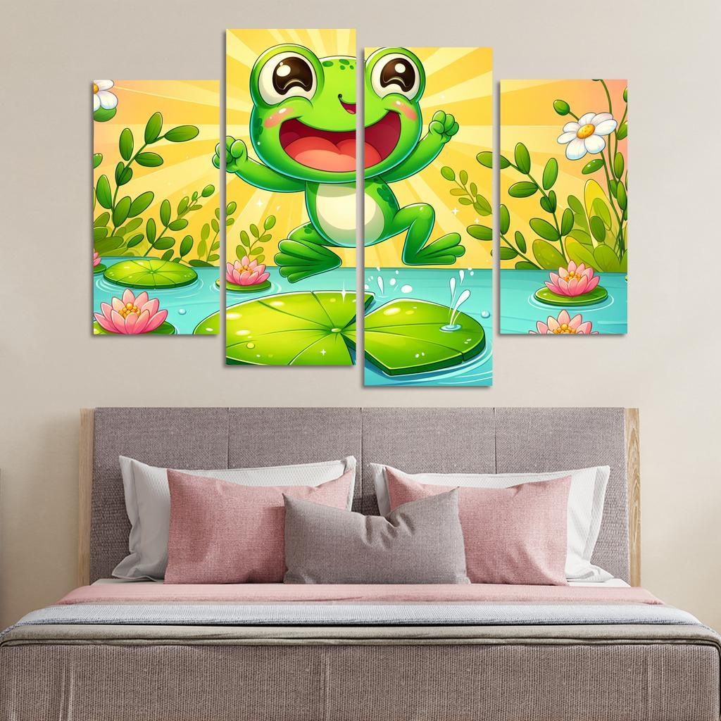 Friendly Frogs - Pond Fun Framed Paintings