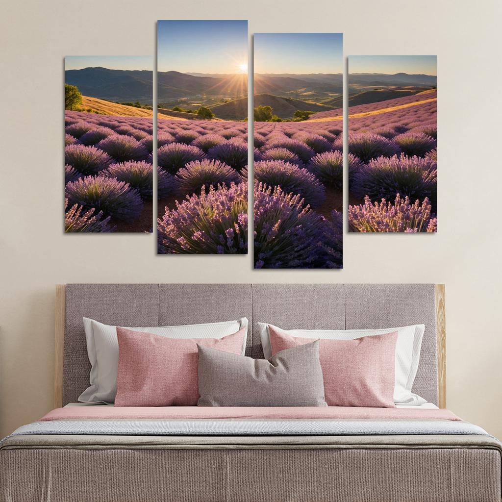 The Serene Valley Of Lavender Blooms Multi-panel Paintings