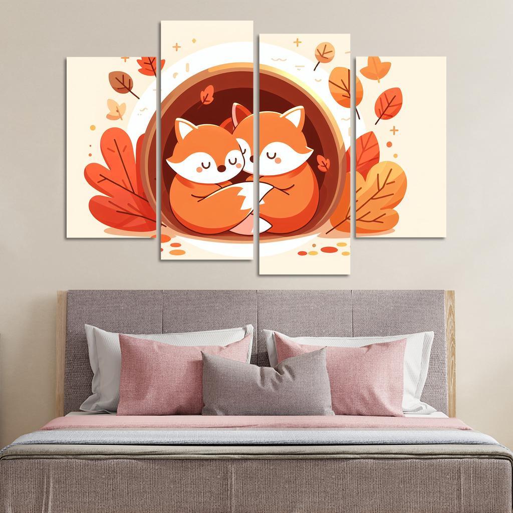 Friendly Foxes - Cozy Companions Framed Paintings