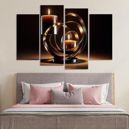 Sculptural Metal Candle Holders 4 Piece HD Canvas Wall Art-Original Frame