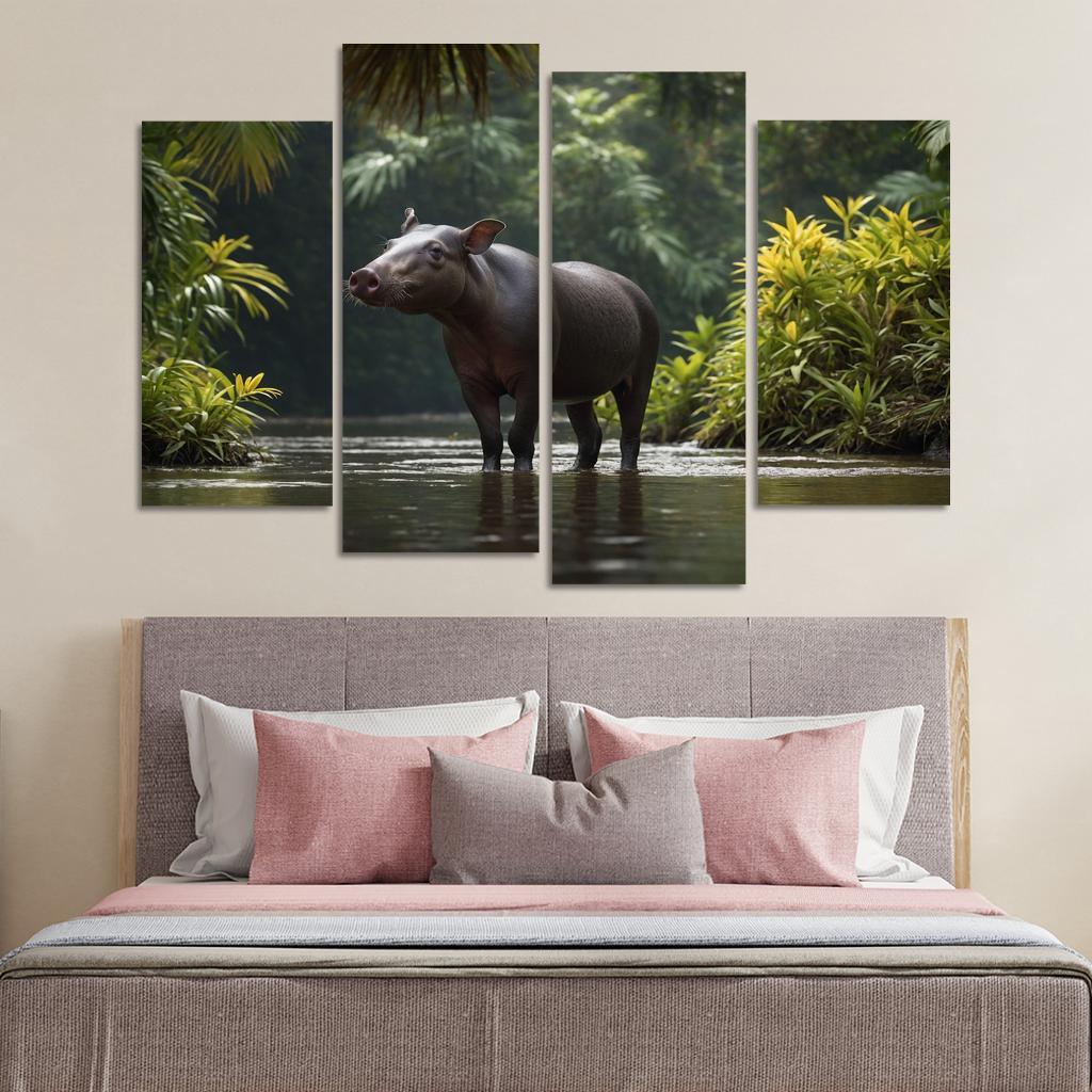 The Playful Baird's Tapir In The Rainforest Framed Paintings