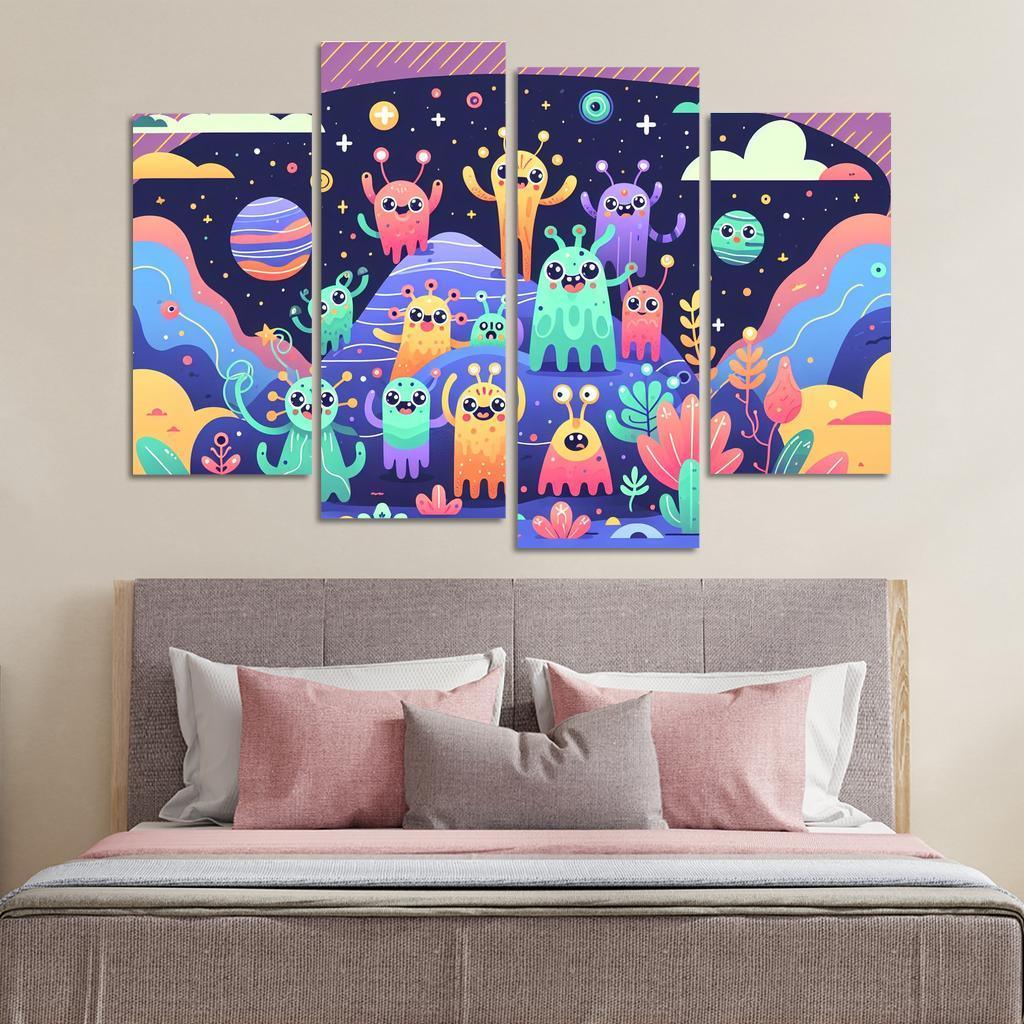 Adventure in Space 4 Piece HD Canvas Wall Art-Original Frame
