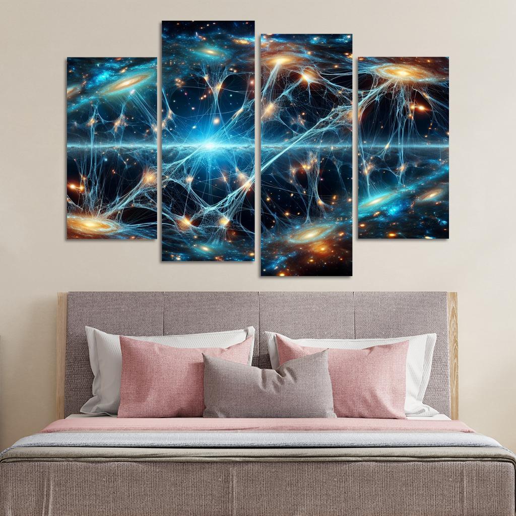 The Unveiling of the Cosmic Web 4 Piece HD Canvas Wall Art-Original Frame