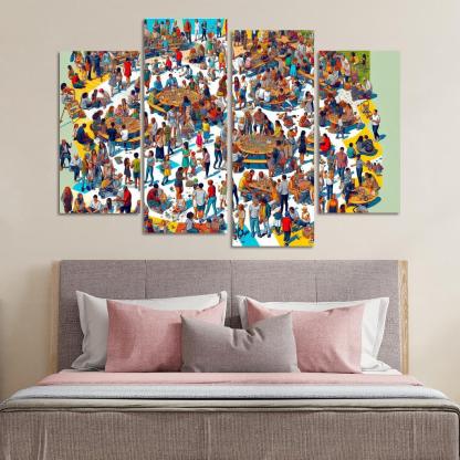 Shared Spaces Celebrating Community And Togetherness Multi-panel Paintings