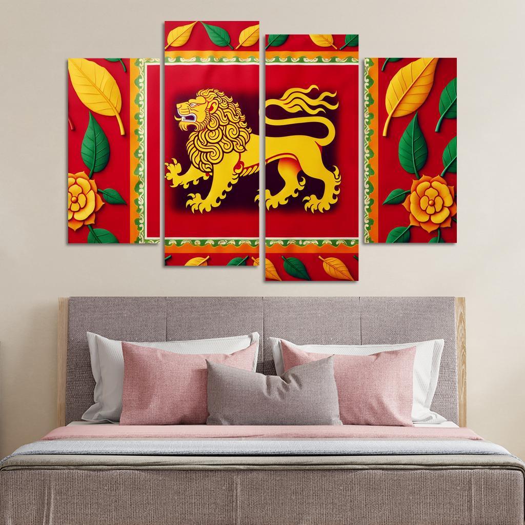 Legacy of Peace The Flag of Sri Lanka 4 Piece HD Canvas Wall Art-Original Frame